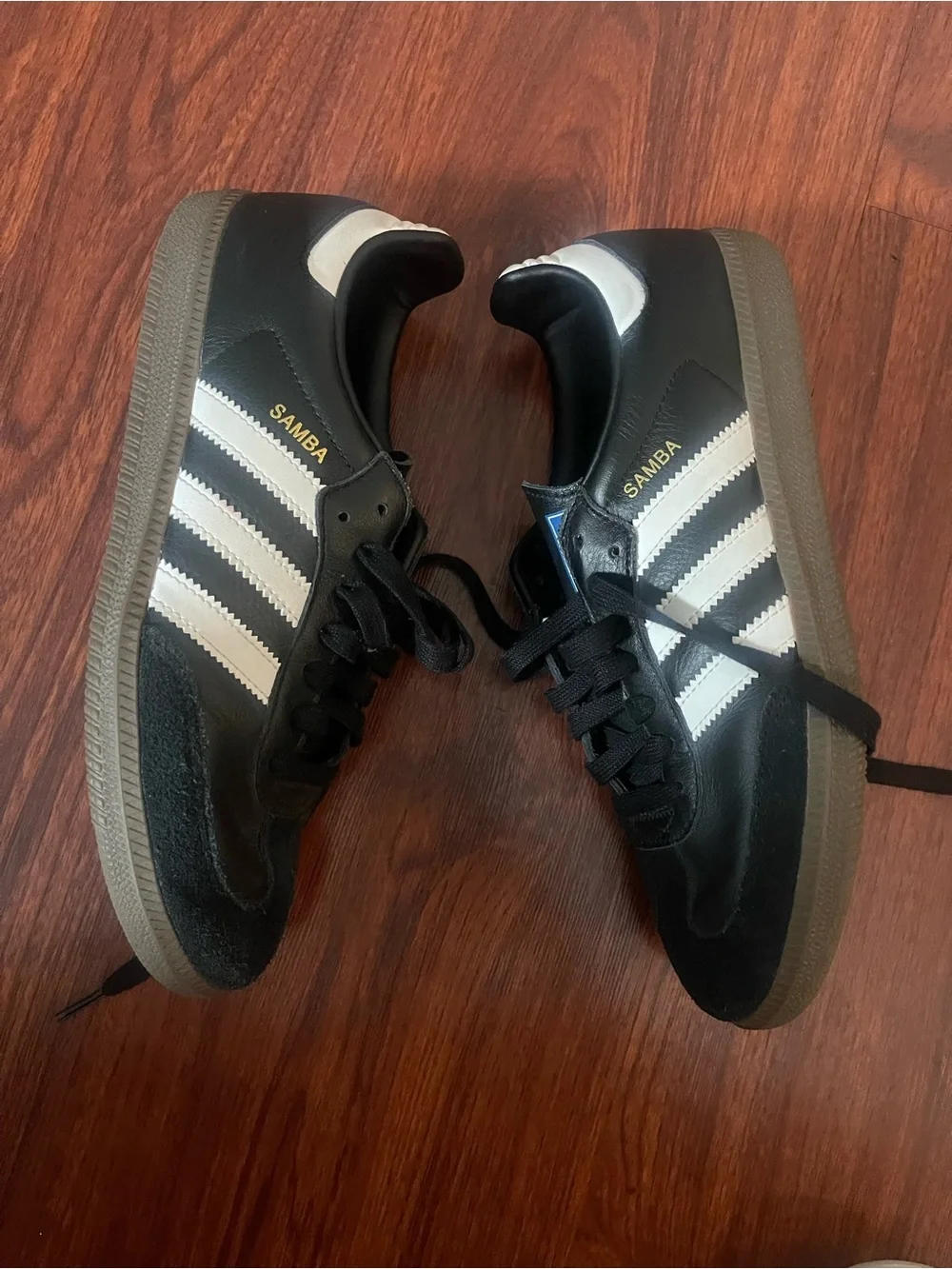 adidas Samba Men’s Black White Leather Sneakers with Gum Sole
